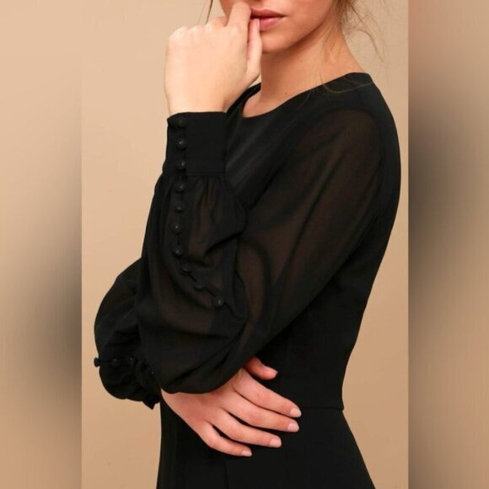 LULUS Women’s Mini Dress Black XS Long Sleeve Whimsigoth business casual formal - Picture 10 of 16